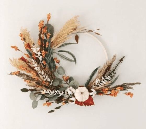 etsy.com arreglo corona floral colores otoñales